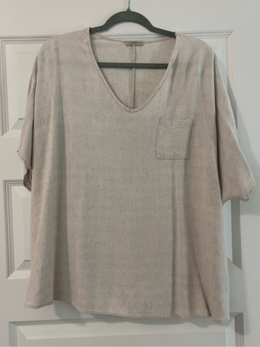 Light Beige V-Neck Short Sleeve Top